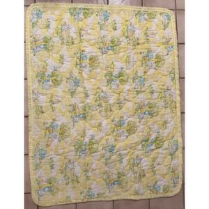Vtg 1982 Dundee Baby Comforter Quilt BlanketYellow Bear Bunny Cat 44x34